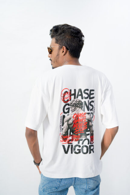 Chase Gains Oversized Statement T-Shirt – White Edition